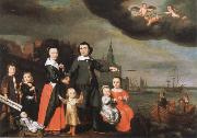 Nicolaes maes captain job jansz cuyter and his family oil painting on canvas